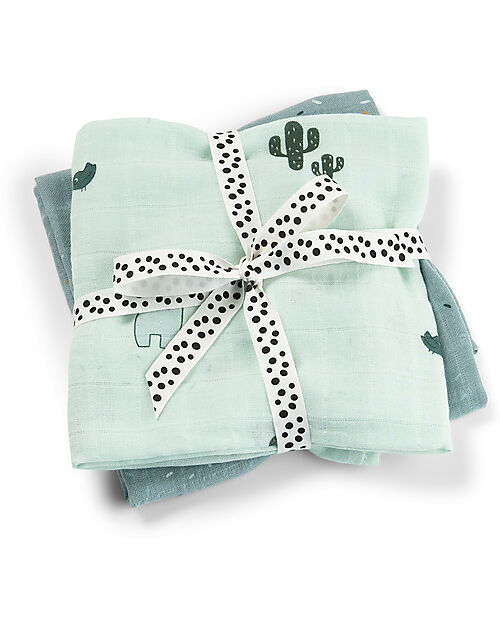 Done By Deer Set 2 Telini Antirigurgito - Lalee - Blu - 65x65 cm - 100% cotone Bavagli Classici