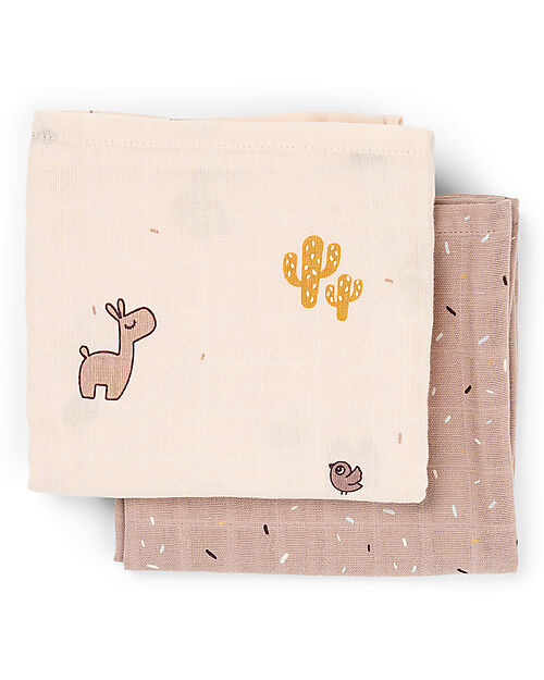 Done By Deer Set 2 Telini Antirigurgito - Lalee - Cipria - 65x65 cm - 100% cotone Bavagli Classici