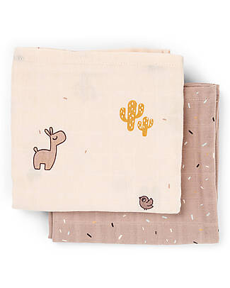 Done By Deer Set 2 Telini Antirigurgito - Lalee - Cipria - 65x65 cm - 100% cotone Bavagli Classici