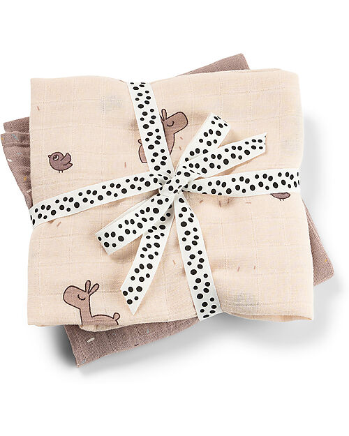 Done By Deer Set 2 Telini Antirigurgito - Lalee - Cipria - 65x65 cm - 100% cotone Bavagli Classici