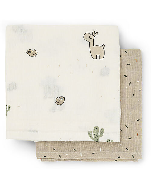 Done By Deer Set 2 Telini Antirigurgito - Lalee - Sabbia - 65x65 cm - 100% cotone Bavagli Classici