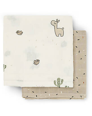 Done By Deer Set 2 Telini Antirigurgito - Lalee - Sabbia - 65x65 cm - 100% cotone Bavagli Classici
