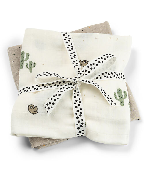 Done By Deer Set 2 Telini Antirigurgito - Lalee - Sabbia - 65x65 cm - 100% cotone Bavagli Classici