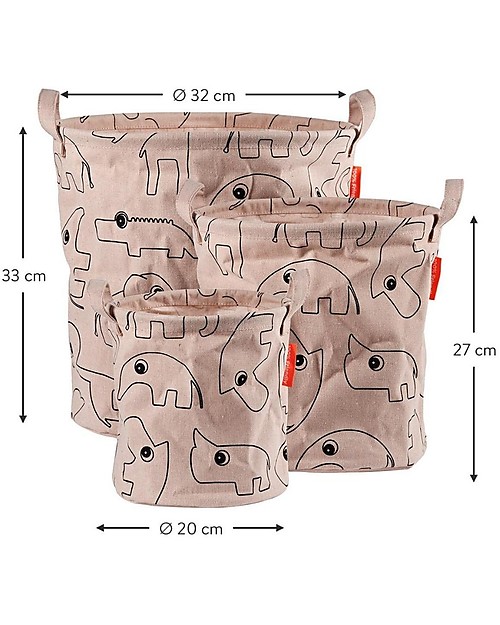 Done By Deer Set 3 Cesti Porta Giochi Contour - Rosa - Con Manici Contenitori Porta Giochi