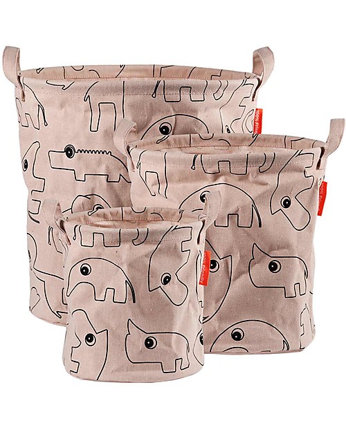 Done By Deer Set 3 Cesti Porta Giochi Contour - Rosa - Con Manici Contenitori Porta Giochi
