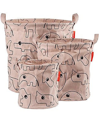 Done By Deer Set 3 Cesti Porta Giochi Contour - Rosa - Con Manici Contenitori Porta Giochi