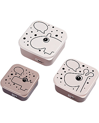 Done By Deer Set 3 Contenitori Portamerenda Contour, Rosa Cipria Contenitori Latte e Snack