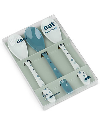 Done By Deer Set 3 Cucchiai Baby Dreamy Dots - Blu Posate