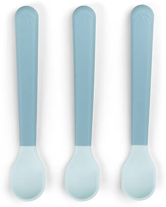 Done By Deer Set 3 Cucchiaini Foodie - Anti-Slip per Neonati - Blu - 100% PP Alimentare Posate