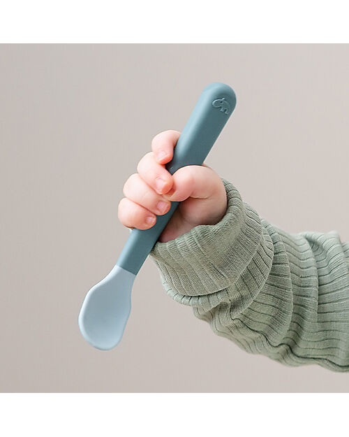 Done By Deer Set 3 Cucchiaini Foodie - Anti-Slip per Neonati - Blu - 100% PP Alimentare Posate