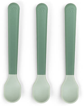 Done By Deer Set 3 Cucchiaini Foodie - Anti-Slip per Neonati - Verde - 100% PP Alimentare Posate