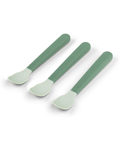 Done By Deer Set 3 Cucchiaini Foodie - Anti-Slip per Neonati - Verde - 100% PP Alimentare Posate