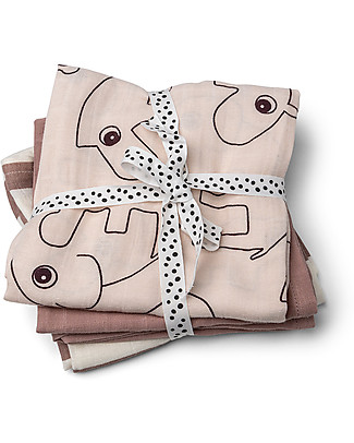 Done By Deer Set 3 Telini Antirigurgito Deer Friends Cipria - 70x70 cm - 100% cotone Bavagli Coprispalla