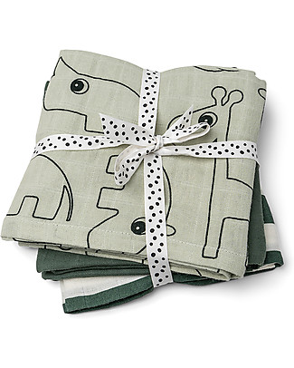 Done By Deer Set 3 Telini Antirigurgito Deer Friends Verde - 70x70 cm - 100% cotone Bavagli Coprispalla