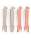 Done By Deer Set 4 Forchette Kiddish - Raffi - Sabbia/Corallo - 100% Riciclabile senza Melamina Posate