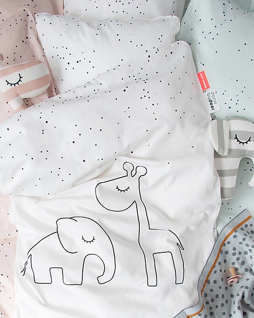 Done By Deer Set Copripiumino e Federa Dreamy Dots, Bianco - 140x100 cm - 100% Cotone Set Copripiumino