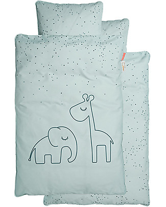 Done By Deer Set Copripiumino e Federa Dreamy Dots, Celeste - 140x100 cm - 100% Cotone Set Copripiumino
