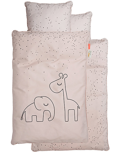 Done By Deer Set Copripiumino e Federa Dreamy Dots, Rosa Cipria - 140x100 cm - 100% Cotone Set Copripiumino