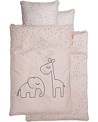 Done By Deer Set Copripiumino e Federa Dreamy Dots, Rosa Cipria - Baby 70x100 cm - 100% Cotone Copripiumino e Federe