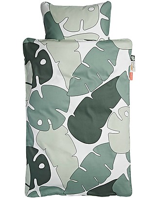 Done By Deer Set Copripiumino e Federa Grande Tiny Tropics - Junior 100 x 140 cm, Federa 40x60cm - 100% Cotone Lenzuola