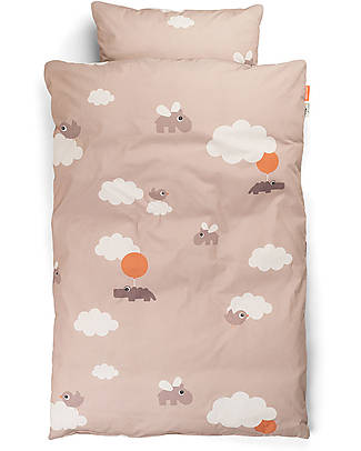 Done By Deer Set Copripiumino e Federa Happy Clouds 100 x 130 cm cm - Cipria - 100% Cotone Biologico Set Copripiumino