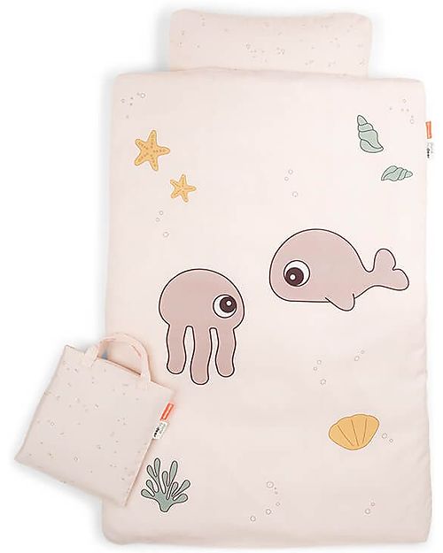 Done By Deer Set Copripiumino e Federa Jelly & Wally Powder - 140x100 cm - 100% Cotone Set Copripiumino