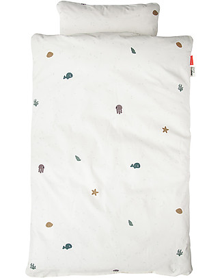 Done By Deer Set Copripiumino e Federa Sea Friends Beige - 100x140 cm - Cotone Bio Copripiumino e Federe