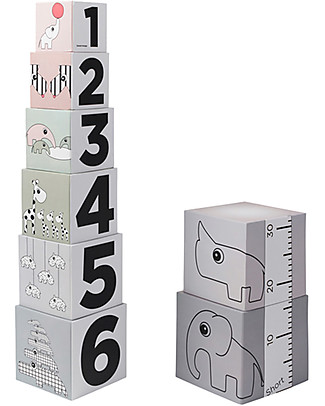 Done By Deer Set Cubi da Impilare Multiuso 123 - Alto 1 Metro! Carta e Cartone