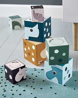 Done By Deer Set Cubi da Impilare Multiuso Deer Friends - Alto 1 Metro! Carta e Cartone