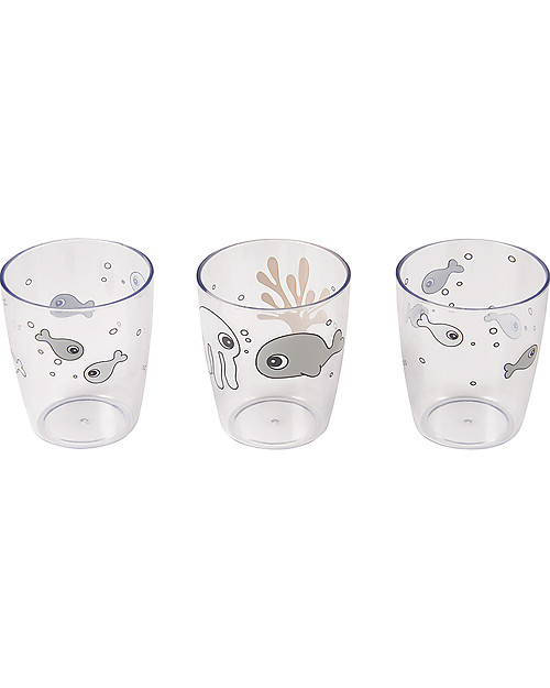 Done By Deer Set da 3 Mini-Bicchieri Yummy Sea Friends - Grigio/Mostarda Bicchieri
