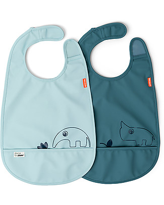 Done By Deer Set da Due Bavaglini Impermeabili con Tasca Deer Friends - Blu Bavagli Classici