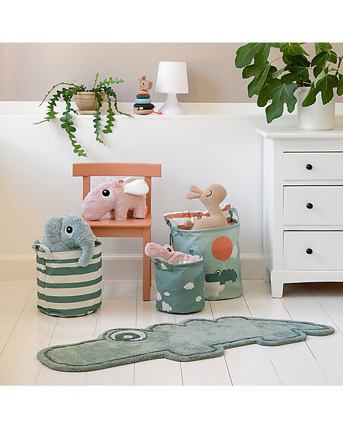 Done By Deer Set di 3 Cestini Portaoggetti - Happy Clouds - Verde - con Manici Contenitori Portaoggetti