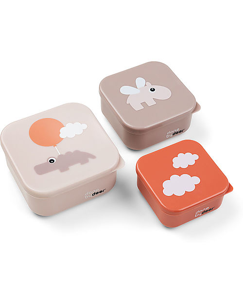 Done By Deer Set di 3 Contenitori Merenda - Happy Clouds - Cipria
 Porta Merenda