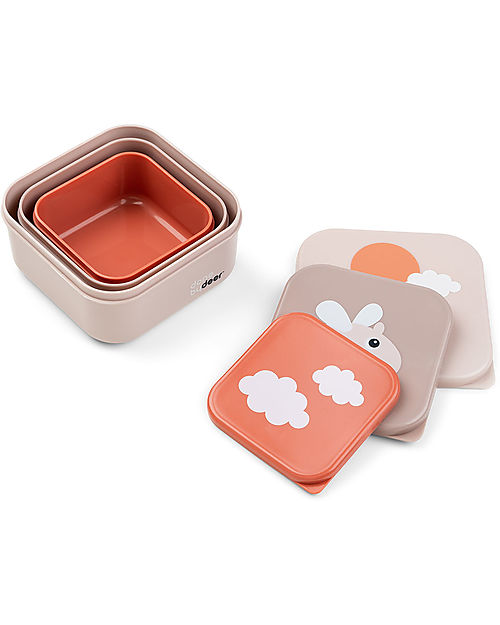 Done By Deer Set di 3 Contenitori Merenda - Happy Clouds - Cipria
 Porta Merenda
