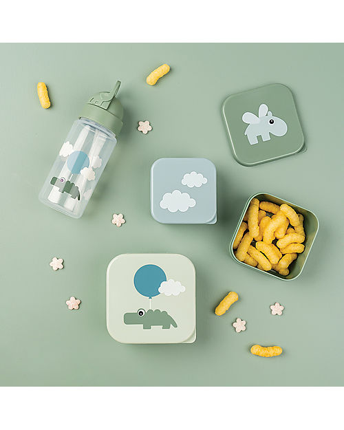 Done By Deer Set di 3 Contenitori Merenda - Happy Clouds - Verde Porta Merenda