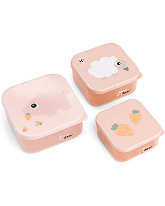 Done By Deer Set di 3 Contenitori Merenda - Tiny Farm - Cipria Contenitori per Alimenti