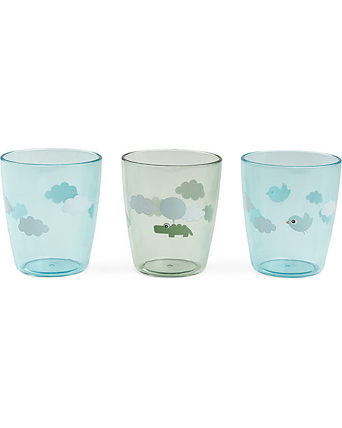 Done By Deer Set di 3 Mini Bicchieri Yummy - Happy Clouds - Verde
 Bicchieri
