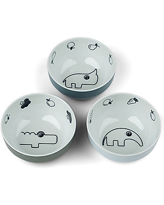 Done By Deer Set di 3 Mini Ciotole Yummy - Deer Friends - Blu Piatti e Scodelle
