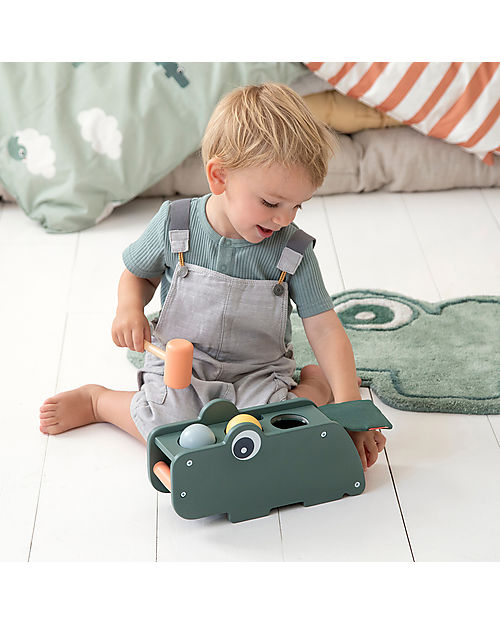 Puzzle in legno per bambini da 9 pezzi Croco Verde