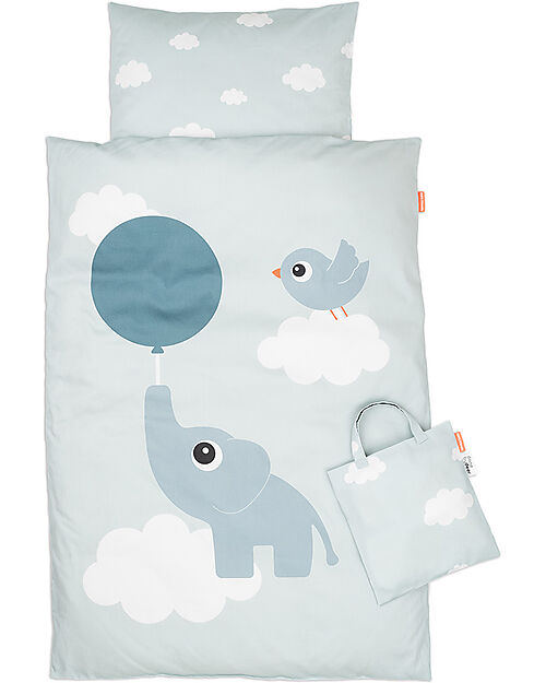 Done By Deer Set Letto Junior - Federa e Copripiumino - 100x140 cm - 100% Cotone - Blu - Elphee Set Copripiumino