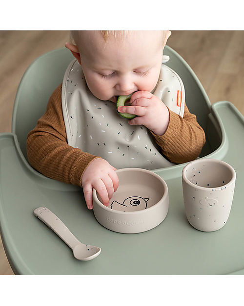Done By Deer Set Pappa Birdee First Meal - 3 pezzi - Sabbia - in Silicone Set Pappa