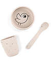 Done By Deer Set Pappa Birdee First Meal - 3 pezzi - Sabbia - in Silicone Set Pappa