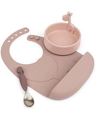 Done By Deer Set Pappa First Meal in Silicone Alimentare - Deer friends - Rosa Cipria Set Pappa