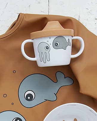 Done By Deer Set Pappa First Meal Sea Friends - Grigio e Mostarda - Ciotola+Cucchiaio+Tazza con Beccuccio Set Pappa