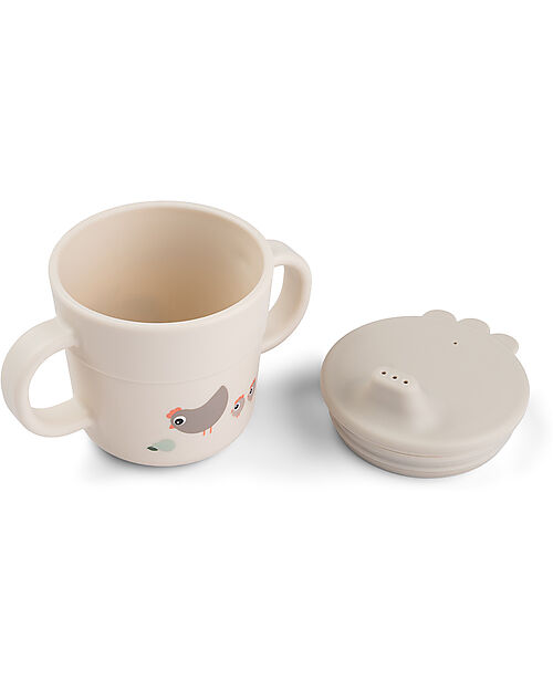 Done By Deer Set Pappa Foodie - Ciotola Bicchiere e Cucchiaio - Tiny Farm - Sabbia - 100% PP Alimentare Set Pappa