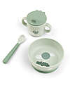 Done By Deer Set Pappa Foodie - Ciotola Tazza e Cucchiaio - Happy Clouds - Verde - 100% PP Alimentare Set Pappa