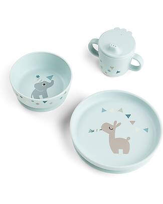 Done By Deer Set Pappa Foodie - Piatto Ciotola e Tazza - Celebration - Blu - 100% PP Alimentare Set Pappa