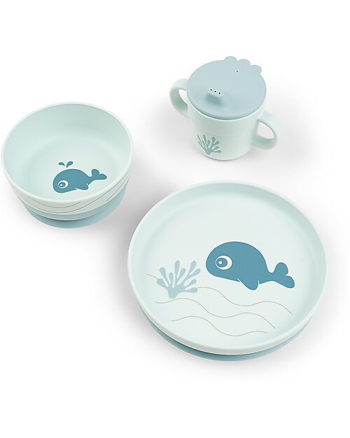 Done By Deer Set Pappa Foodie - Piatto Ciotola e Tazza - Wally - Blu - 100% PP Alimentare Set Pappa