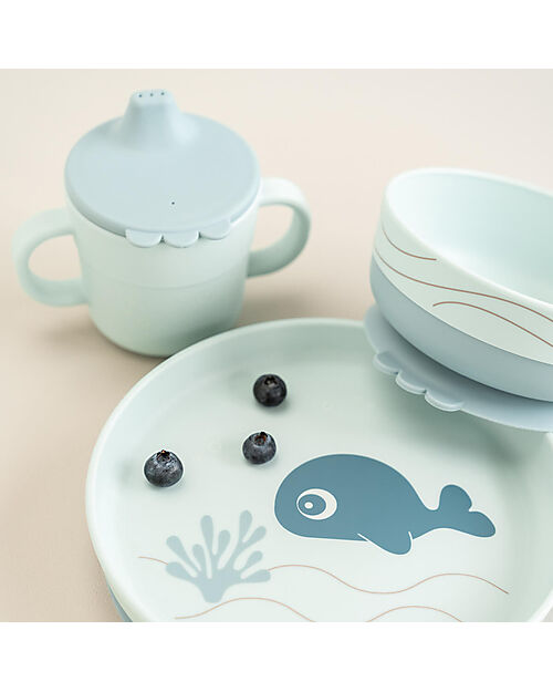 Done By Deer Set Pappa Foodie - Piatto Ciotola e Tazza - Wally - Blu - 100% PP Alimentare Set Pappa