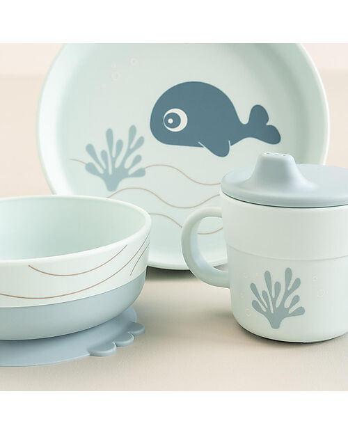Done By Deer Set Pappa Foodie - Piatto Ciotola e Tazza - Wally - Blu - 100% PP Alimentare Set Pappa